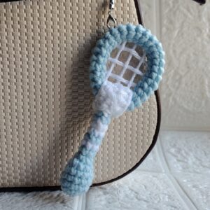 Home handmade crochet racket keychain