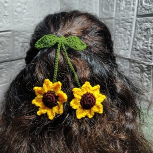 crochet sunflower hair tie